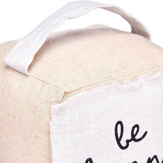 Butoir de porte Giftdecor - 1 kilo - beige - toile - Be happy - 14,5 x 16 x 19 cm