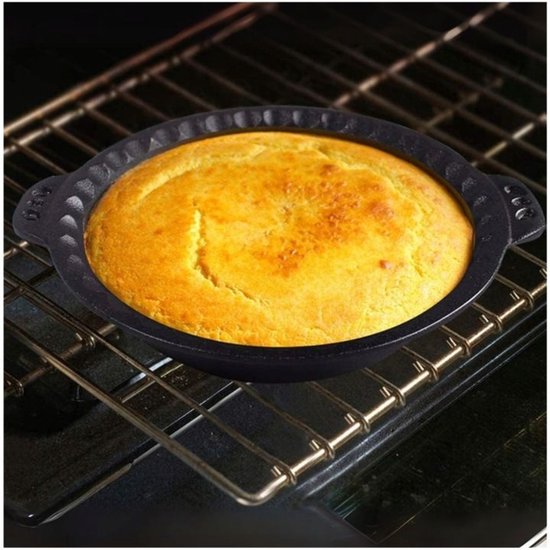Hage - Kuchenform - Backform - Gusseiserne Kuchenform - Mit Griffen - Robust & Langlebig - Für Kuchen, Quiche, Gebäck & Brot - Ofen & Grill - Ø26 cm - 1 Liter - Schwarz