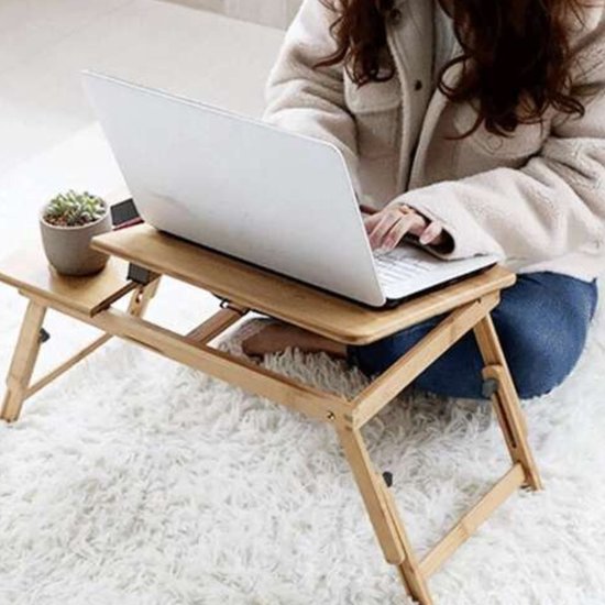 Ruhhy bamboe laptopstandaard – verstelbare laptoptafel tot 17 inch – foto 4