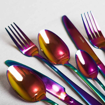 HOMLA - Abele Bestekset - 16-Delig Luxe Bestekset - Iridescent Cutlery Set - Modern Design Tafelbestek - Lepels, Vorken & Messen - RVS - Multicolor