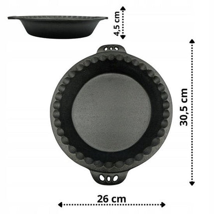 Hage - Taartvorm - Bakvorm - Gietijzeren Taartvorm - Met Handvatten - Stevig & Duurzaam - Voor Taart, Quiche, Gebak & Brood - Oven & Grill - Ø26 cm - 1 Liter - Zwart