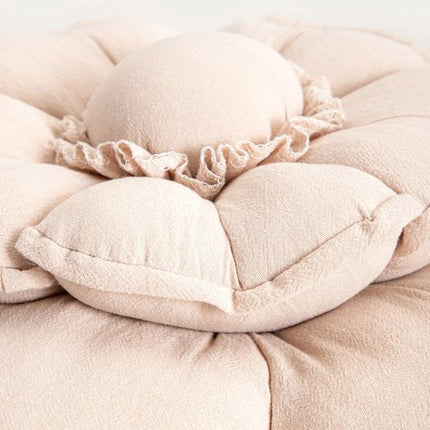 Homla - Kussen - Sierkussen - Woonkamerkussen - Bloemvormig Katoenen Sierkussen - Decoratief Gewatteerd Kussen voor Bank, Bed & Fauteuil - Ø45 cm - Ecru