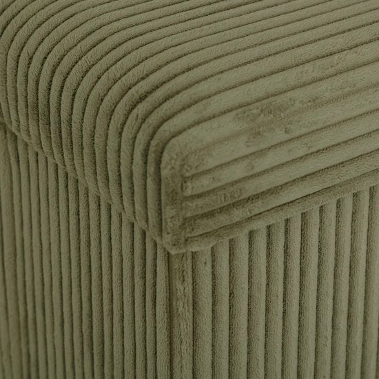 Pouf coffre Atmosphera Essestial velours côtelé - pliable - vert - MDF / polyester - 38 cm - avec espace de rangement - assise supplémentaire
