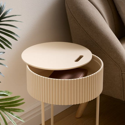 Atmosphera Juna Bijzettafel met opbergruimte - Ø33xH48cm - Beige