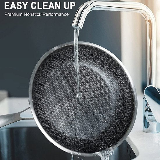 Cainfy super anti-aanbaklaag pro pan - Koekenpan - Honingraat Heavy Duty anti-aanbak - Vaatwasmachine- en ovenbestendig -Ø 30 cm