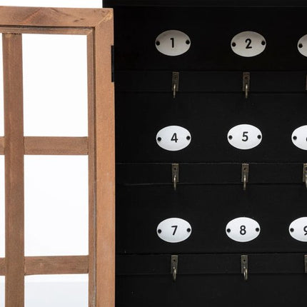 Atmosphera Sleutelkastje Classic Cabinet - mdf/glas - zwart/bruin - 30 x 40 cm - Voor 9 sleutels - staand of muur bevestiging