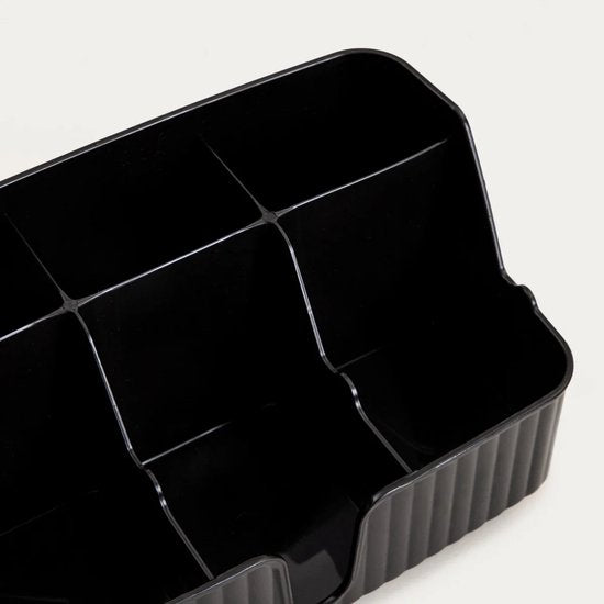 Homla - Diall Badkamer Organiser - Organiser met Vakken - Opbergbak voor Cosmetica en Accessoires - Kunststof Opberger - Aanrecht Organiser - 22 x 10 x 13 cm - Zwart