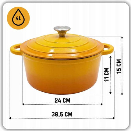 Emalieren Gietijzeren Pan 24cm 4L Hage Mosterdgeel