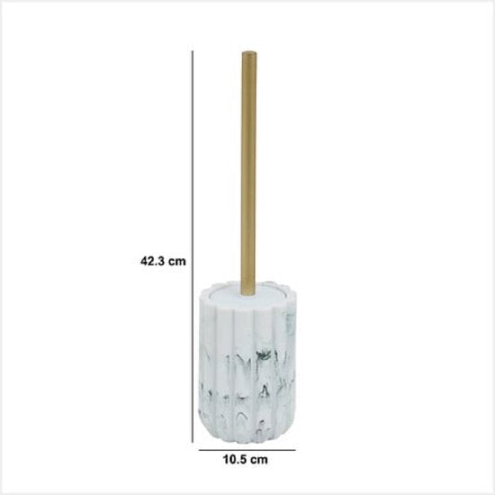 Badkamerset zeeppomp en toiletborstel – wit marmer, polyresin, 230 ml – foto 6
