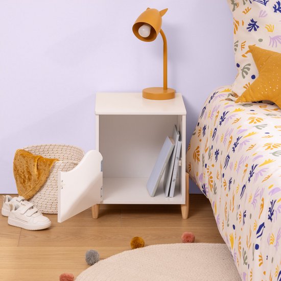 Table de chevet Atmosphera avec porte - 36 x 33 x 40 cm - Blanc