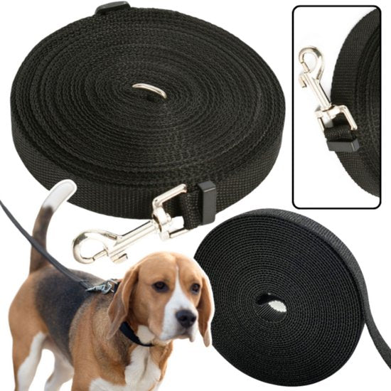 Longe d'entraînement longue avec mousqueton, sangle noire, 5 m