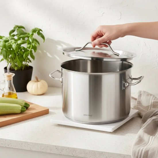 KingHoff grote soeppan 14 liter met deksel – RVS stockpot, inductie, Ø 30 cm – foto 4
