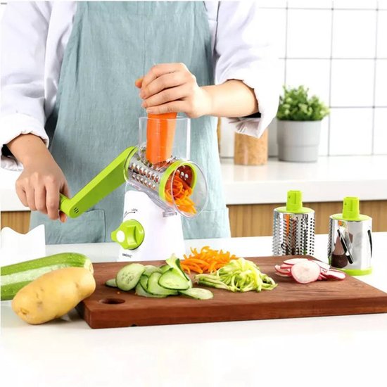 Kinghoff KH-1652 - Râpe à tambour multifonctionnelle - Acier inoxydable - 3 lames interchangeables