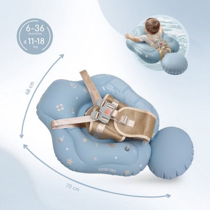 Sipo - Swim Pro - Baby Zwemband met Zitje - Opblaasbare Zwemtrainer Baby - Baby Float met Veiligheidsgordels - Zwemring voor Baby & Peuter 6-36 Maanden - 11-18 kg - 70 x 48 cm - Blauw