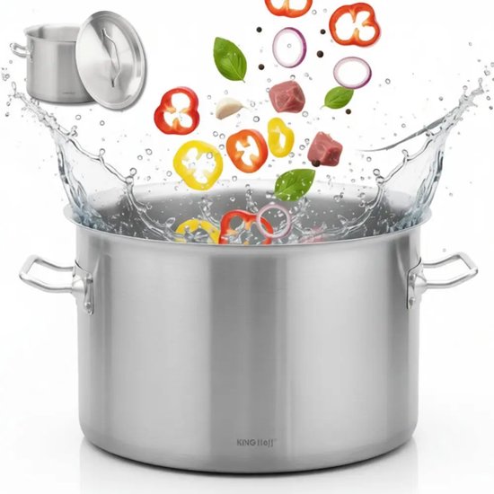 KingHoff grote soeppan 14 liter met deksel – RVS stockpot, inductie, Ø 30 cm – foto 2