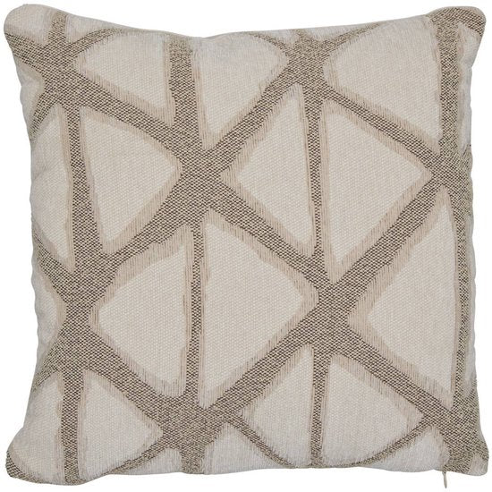 Kussen met afneembare hoes in beige jacquard katoen, Dune