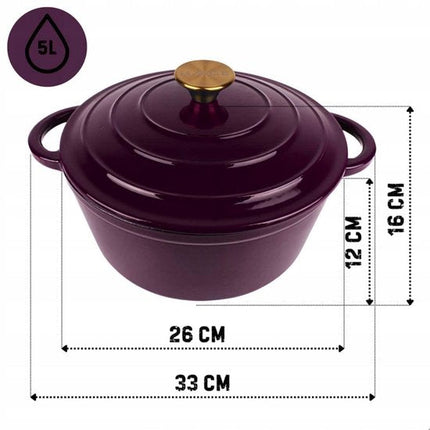 Gietijzeren Emaille Pan 26cm 5L - Baksteenpaars