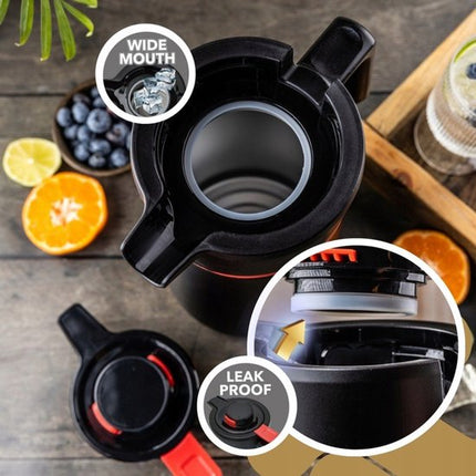 Thermoskan - Vacuüm Thermosfles - Isolerende Koffiekan met Houten Handvat - BPA-vrij - 2.5 Liter - RVS 304 - Zwart