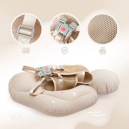 Sipo - Swim Pro - Baby Zwemband met Zitje - Opblaasbare Zwemtrainer Baby - Baby Float met Veiligheidsgordels - Zwemring voor Baby & Peuter 6-36 Maanden - 11-18 kg - 70 x 48 cm - Beige