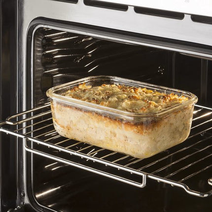 5Five Vershoudbakje met deksel - 3x - glas - luchtdicht - met clips - 18 x 12 x 6 cm - 800 ml