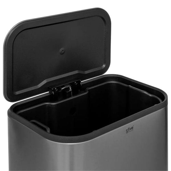 5Five Norvik Waste Bin - matte silver - stainless steel - 30 liters - 36 x 30 x 61 cm - trash can