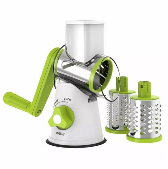 Kinghoff KH-1652 - Râpe à tambour multifonctionnelle - Acier inoxydable - 3 lames interchangeables