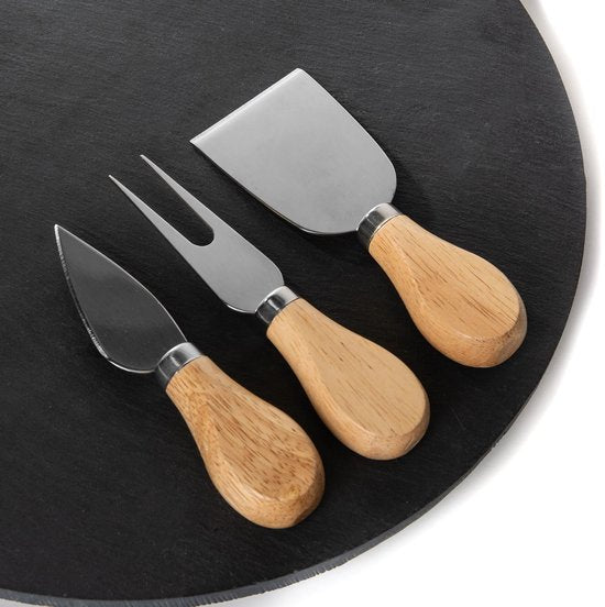 Homla - B2STONE Rotating Serving Tray with Knife - Slate Cheese Board - Rotating Tapas Plate - Luxury Cheese Serving Board - Appetizer Board - Snack Platter with Rotating System - Ø30 cm - Black