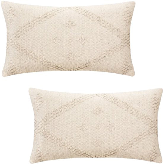 Safari 3D-Zierkissen – 2er-Set – Dekokissen mit Relief – Inklusive Innenkissen – Weiches Polyester/Viskose – 38 x 58 cm – Beige