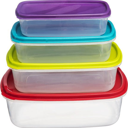 5five Vershoudbakjes nestbaar - 4-delig - BPA vrij - meal prep - herbruikbaar - multi kleuren - luchtdicht