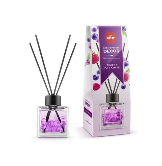Elix - Geurstokjes - Geurstokjes met Kralen - Luchtverfrisser - Interieur Parfum Diffuser – Geurstokjes Langdurige Geur - Decoratieve Aroma Diffuser - voor Woonkamer & Badkamer - 100ml - Berry Paradise