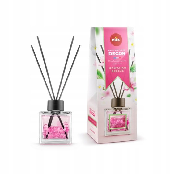 Elix - Geurstokjes - Geurstokjes met Kralen - Luchtverfrisser - Interieur Parfum Diffuser – Geurstokjes Langdurige Geur - Decoratieve Aroma Diffuser - voor Woonkamer & Badkamer - 100ml - Hawaiian Breeze