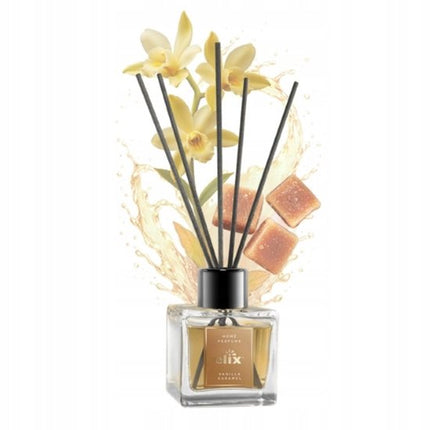 Elix - Geurstokjes Diffuser - Reed Diffuser - Luchtverfrisser - Interieur Parfum - Langdurige Huisgeur - voor Woonkamer, Slaapkamer, Kantoor & Badkamer - 100ml - Vanilla & Caramel