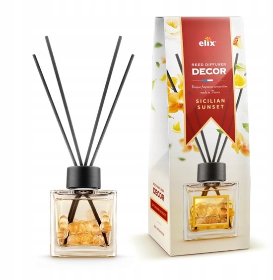 Elix geurstokjes met kralen Sicilian Sunset – reed diffuser 100 ml