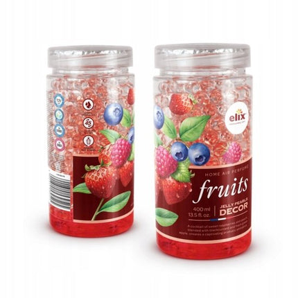Elix - Jelly Pearls Geurparels - Luchtverfrisser - Gel Air Freshener - voor Interieur & Auto - Geurkorrels met Essentiële Oliën - Langdurige - 400ml - Fruits
