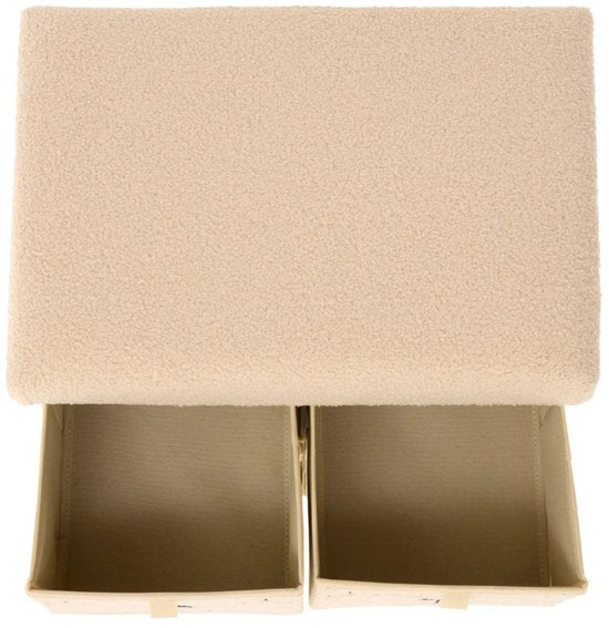Atmosphera Kids Ezzio opvouwbare opbergpoef – beige, 4 lades, 39 x 38 x 50 cm – foto 5