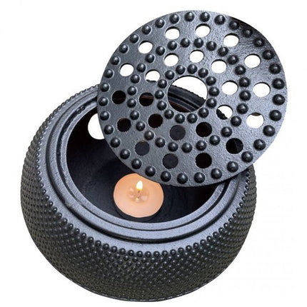 KINGHOFF - Theepot Warmer Gietijzer - Theelicht Warmer voor Theepot en Koffiekan - Warmhoudplaat - Theepot Verwarmer - Japanse Stijl - Ø14.5 × 7 cm - Zwart