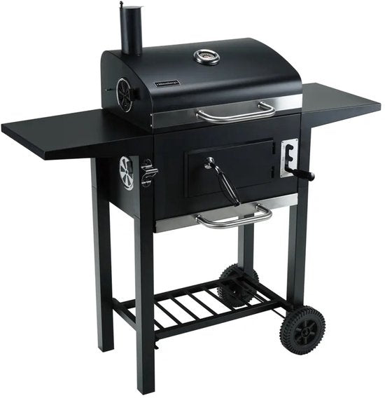 Klausberg Houtskoolbarbecue met Deksel en Thermometer - 42 x 30 cm - Verrijdbare BBQ met Zijtafels