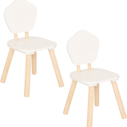 Kinderstoel - Peuter Stoeltje - Houten Stoel Kinderkamer - Kleine Kinderstoel - Set van 2 - Douceur Organic Stoel - Zelfmontage - MDF - 47 cm Hoog - Wit en Hout