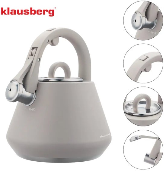 Klausberg 7949 - Bouilloire sifflante - 2,5 litres - Acier inoxydable - Gris