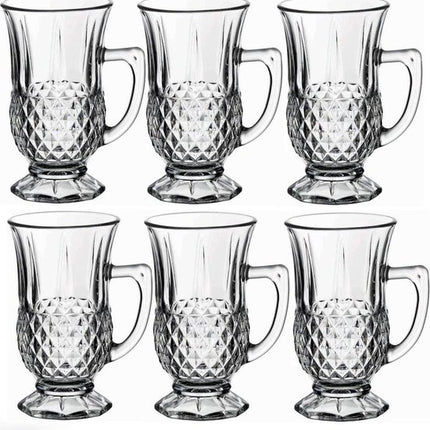 Hakal - Marokkaanse Theepot & Drinkglazen Set - 1L - RVS Theepot - 6 Drinkglazen met Handvat 125ml - Transparant & Zilver