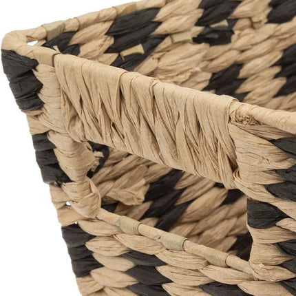 5Five Rieten opbergmand - gevlochten - beige/zwart - 31 x 15 x 1 - Kast-/badkamer mandjes