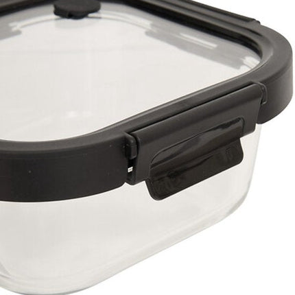 Vershoudbakjes - Set van 2 - Bewaarbakjes met Deksel - Magnetronbestendige Lunchbox - Voedselcontainer - Vierkante - 1.1 Liter - Borosilicaat Glas - 19.3 x 19.3 x 8.1 cm - Transparante en Zwart Deksel