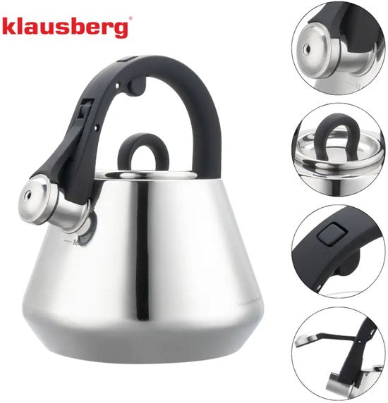 Klausberg 7947 - Whistling kettle - 2.5 litres - Stainless steel - Silver-coloured