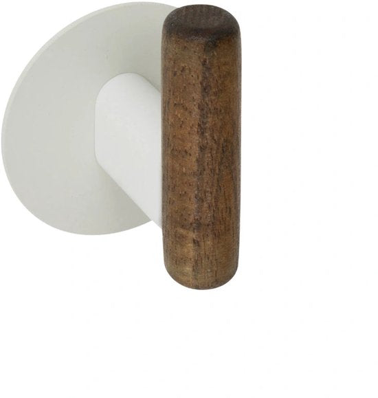 5Five Cassie zelfklevende haakjes van hout – set van 2, bruin/beige