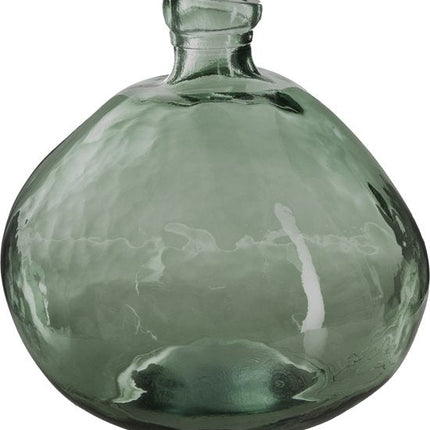 Atmosphera bloemenvaas Genua - Organische bol fles vorm - groen transparant - glas - 22 x 21 cm