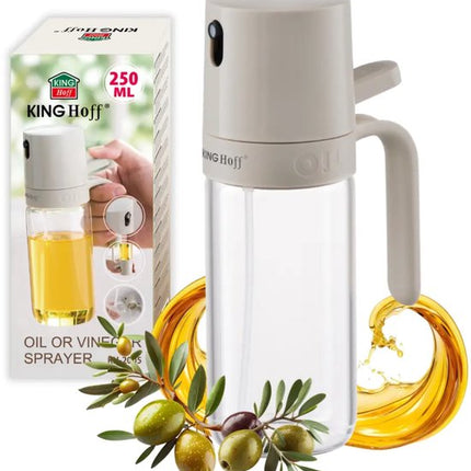 Spuitfles - Oil & Vinegar Sprayer - Set van 2 - Glas Fles met Ergonomische Spuit - Anti-aanbak - Recyclebaar - 250 ml - Beige & Transparant