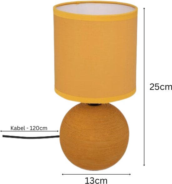 Atmosphera Timéo bol tafellamp keramiek, set van 2 – geel, 25 cm hoog – foto 4