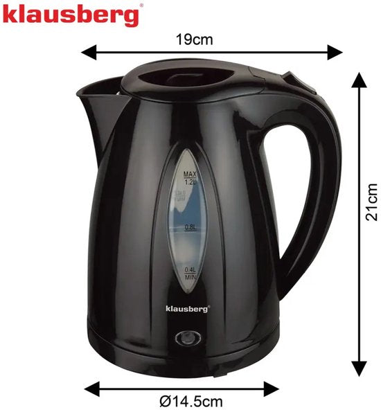Klausberg KB-9001 waterkoker 1,2 liter – zwart, 1100 W, draaibare voet – foto 4