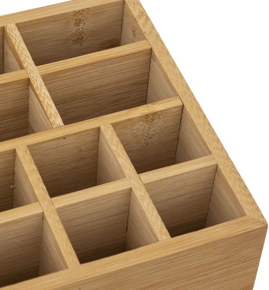5Five make-up organizer van bamboe – 11 vakken met uitklapbare spiegel – foto 2