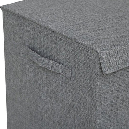 5Five Eureka sorteer wasmand - 74 liter - grijs - 37 x 37 x 60 cm - MDF/Polyester stof - met afsluitklep